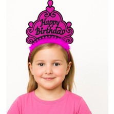 Bilfold Fuşya Happy Birthday Doğum Günü Prenses Tacı
