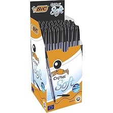 Starseven Bic Cristal Tükenmez Kalem, Siyah, 50'li Kutu, 1.2 mm Orta Kalınlıkta Uç, Şeffaf Gövde, Delikl