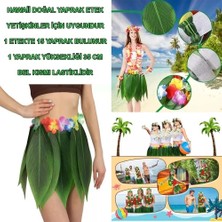 Dekofon Tropikal Esintili Hawaii Yapraklı Parti Eteği Yetişkin Boy