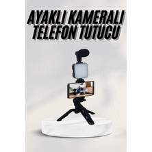 Dekofon Telefon Tutucu LED Işıklı Kumandalı Mikrofon Telefon Vlog Video Kayıt