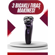 Dekofon 3 Bıçaklı Döner Başlıklı Sakal Sıfır Alma Tıraş Makinesi Profesyonel Paslanmaz Çelik
