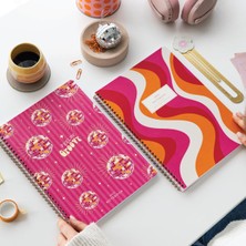 Shop A Way A4 Spiralli Karton Kapak 2’li Set Kareli Okul Defteri 80 Yaprak, Ders Programlı Retro Disko