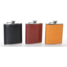 Dekofon Paslanmaz Çelik Tekli 7 Oz Derili Matara