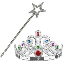 Efe Avm Gümüş Renk Metalize Prenses Tacı ve Metalize Prenses Yıldız Asası