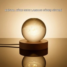 Dekofon Kristal Gezegen Küre Ahşap Tabanlı USB Işıklı Gece Lambası