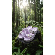 Shubuu Kadın Çift Toka Günlük Deniz Havuz Plaj Terliği Hafif Ortopedik Taban Gold Tokalı Terlik E283