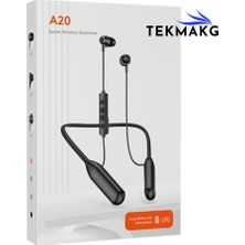 Tekmakg 200 Saat Pil Ömrü Bluetooth Boyun Askılı Kablosuz Kulaklık Enc Mikrofon Type-C Spor Kulak Içi