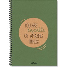 Shop A Way Lé Color 2015075/3 Eco Kraft Sert Kapaklı, Spiralli, Sarı Kağıtlı, 200 Sayfa, Kırmızı