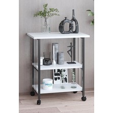 Shop A Way Dehalimited Çok Amaçlı Frenli Tekerlekli 3 Katlı Mutfak Fırınlık Kahve Masası Yazıcı Sehpası Servis