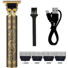 Dekofon Vintage Görünümlü Güçlü 4 Farklı Başlıklı USB Şarjlı Manuel Tıraş Makinası