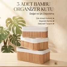 Erkugo Bambu 3’lü Oval Kutu Organizer Seti – Doğal Bambu Saklama ve Düzenleyici Seti