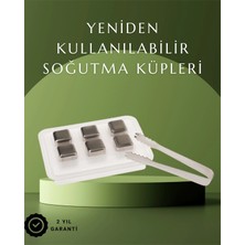 Dekofon Paslanmaz Çelikten Üretilmiş Metal Buz Küpü Seti ve Buz Klipsi