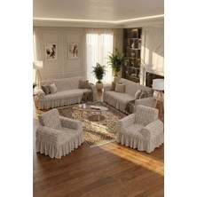 KUTLALE Jakarlı 3+3+1+1 Osmanlı Desen Koltuk, Kanepe, Çekyat Örtüsü, Etekli, Streç, Esnek, Lastikli, Koltuk Kılıfı 3311 Takımı