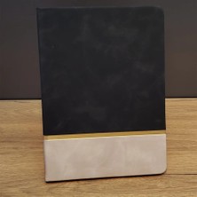 Dekofon Altın Şeritli Siyah Deri Not Defteri