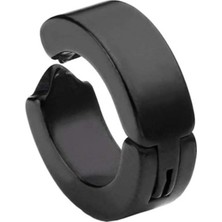 Pazarcan Erkek Küpesi - 1 Adet Siyah Çelik Kıstırmalı Küpe Paslanmaz Atmaz Çelik Siyah Küpe