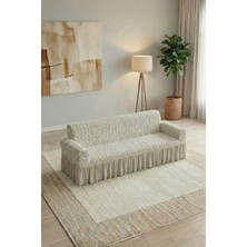 KUTLALE Jakarli Osmanlı Desen 3 Kişilik Koltuk, Kanepe, Çekyat Örtüsü, Etekli, Streç, Esnek, Lastikli, Koltuk Kılıfı