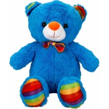 Dekofon Oturan Kurdeleli Renkli Peluş Ayı 30 cm