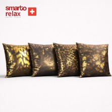 Smarto Relax Dolgulu Kırlent 4'lü Antibakteriyel Desenli Dekoratif  45X45 cm
