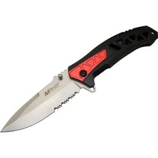 Dekofon Eco Lounge Mtech 4192 Kırmızı Kamp Çakı 21CM - Yarı Otomatik, Kemerlikli, Testere Detaylı, Desenli Sap