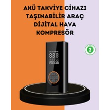 E-Woman Taşınabilir 80W Kablosuz Lastik Şişirme Pompası Dijital Ekranlı - Lisinya