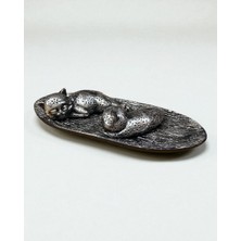 Siyah Renk Ikili Uyuyan Kedi Tabaklı Dekor Seti