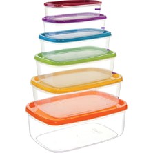 Trg Home 6 Parça Dikdörtgen Saklama Kabı Seti – Renkli Kapaklı, Sızdırmaz, Türkiye Üretim