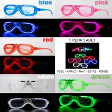Dekofon Glow Model LED Işıklı Parti Gözlüğü 3 Modlu 5 Renk 5 Adet