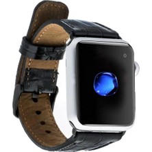 Dekofon Apple Watch Uyumlu Deri Kordon 42-44-45MM Kroko Siyah