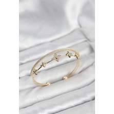 Aksiyon Global Pirinç Gold Renk Çiçek Model Kadın Bileklik - Lisinya