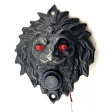 Sb Shopping Lounge Antika Tarz Dekoratif Pirinç Aslan Kapı Zili - 100X78 Mm, Oksit, LED Işıklı