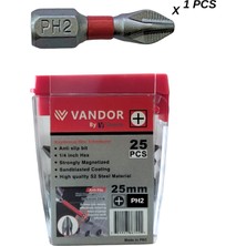 Vosco Vandor Anti Slip Bit Kaydırmaz Bits S2 Yüksek Kalite Çelik Ph2 25 - 729927867458