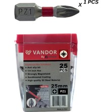 Vosco Vandor Anti Slip Bit Kaydırmaz Bits S2 Yüksek Kalite Çelik Pz1 25 - 637962027884