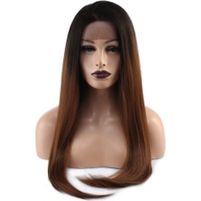 Sb Shopping Düz Fiber Sentetik Tül Peruk / Siyah / Karamel Ombreli