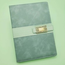 MiraLive Deri Kapaklı Çizgili Not Defteri Açık Yeşil