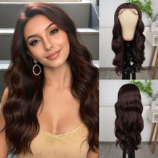 Sb Shopping Kahve Karamel Fiber Sentetik Geniş Dalgalı Tül Peruk