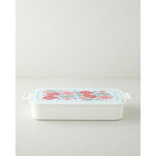 English Home Bright Floral Melamin 6'lı Cam Kapaklı Kahvaltılık 39X21 cm Renkli