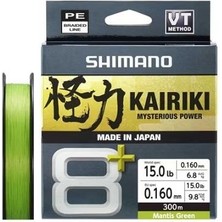 Shimano Kairiki 8+ 300 mt 0.16MM Ip Misina Mantis Green