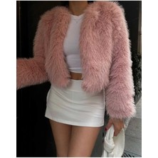 Moda Durağı Yakasız Ithal Kaliteli Kürk Pembe