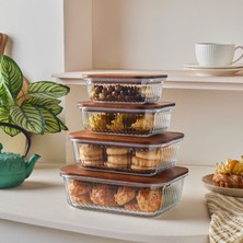 Karaca Massi Acacia 4'lü 8 Parça Vakum Kapaklı Cam Saklama Kabı Seti