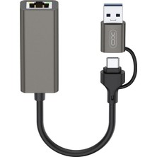 Hype Store Xo Simple Is Beauty Ethernet Dönüştürücü HUB018, USB ve Type-C Den Ethernet'e Dönüştürücü, 10-100MBP