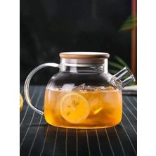Hype Store Vakumlu Bambu Kapaklı Isıya Dayanıklı Demlik, Süzgeçli (1000 Ml) | Teapot. Vakumlu Bambu Kapaklı Dem