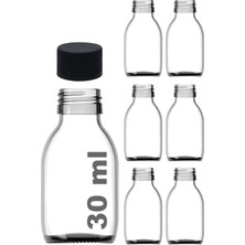 Hype Store 30 ml Sızdırmaz Kapaklı Şeffaf Shot Şişesi 30 cc Ginger Şat Beyaz Cam Şişe 6 Adet (Kilitsiz Plastik