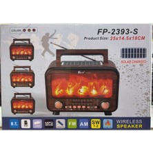 Rigour Şömineli Güneş Panelli Bluetooth USB Nostaljik Radyo