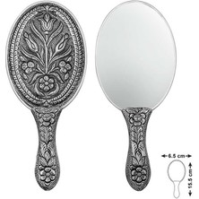 SanalAMCA Store 925 Ayar Gümüş Lale Motifli El Aynası T8636 (972)