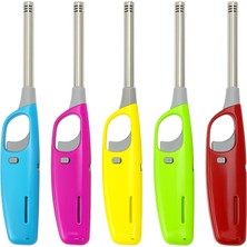 Hype Store Uzun Gazlı Çakmak – Renkli, Güvenlik Kilitli, Ayarlanabilir Alevli, Yeniden Doldurulabilir, Mum, Oca