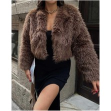 Moda Durağı Yakasız Ithal Kaliteli Kürk Kahverengi