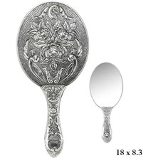 SanalAMCA Store 925 Ayar Gümüş Gül Motifli El Aynası KR2550019 (972)
