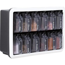 Hype Store 12'li Kaşıklı Baharatlık Seti - Ultra Güçlü Yapışkan ile Duvara Monte ve Tezgah Üstü Kullanım, Kapak