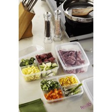 Hype Store Fevito Mikrodalga ve Difrizde Kullanılabilen Saklama Kabı Seti 3'lü Beyaz S-413