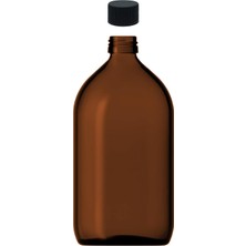 Hype Store 1000 ml Amber Ecza Siyah Kapaklı Boş Cam Şişe Ecza Şişesi (1)